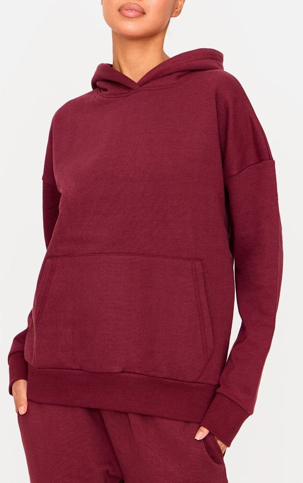 Burgundy Premium Basic Oversized Sweat Hoodie