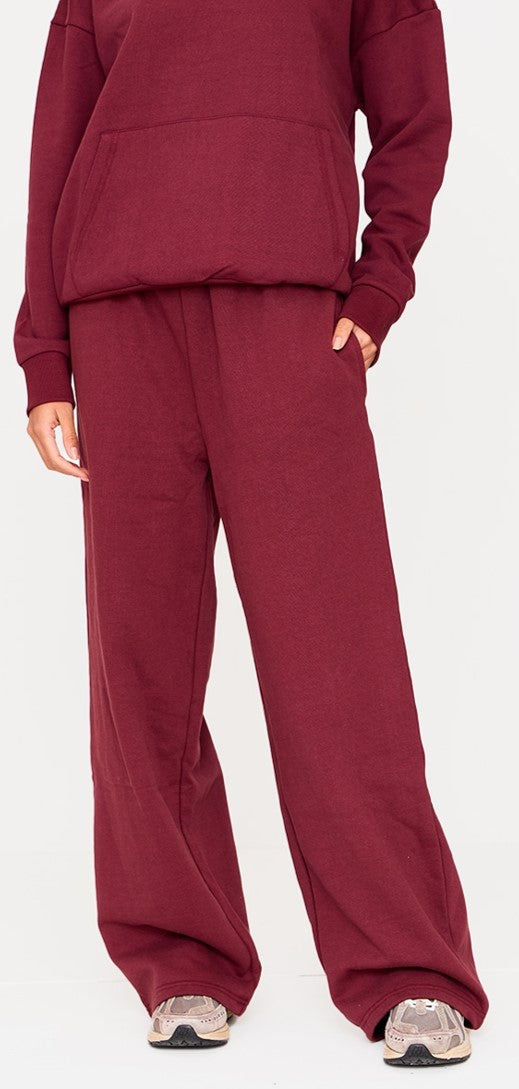 Burgundy Premium Thin Waistband Straight Leg Joggers