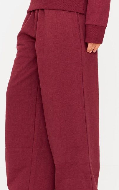 Burgundy Premium Thin Waistband Straight Leg Joggers