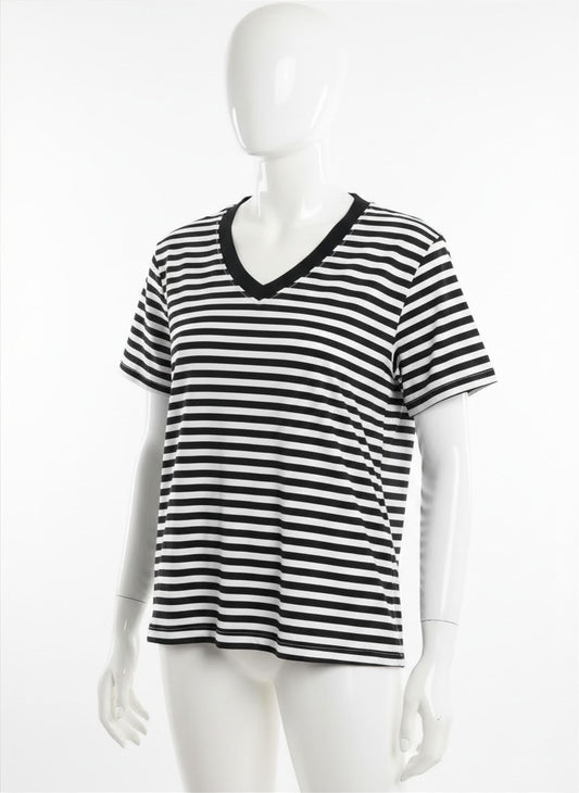 Striped V-Neck Casual T-Shirt