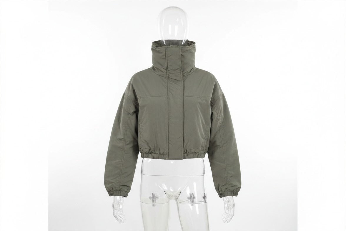 Crinkle High Neck Track Jacket