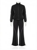Crinkle Nylon Contrast Piping Nightsuit PJ Set