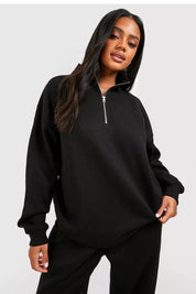 Basic Oversized Half Zip Sweatshirt