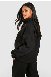 Basic Oversized Half Zip Sweatshirt