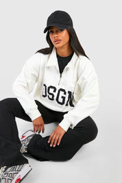 Dsgn Studio Slogan Collared Half Zip Oversized Sweatshirt