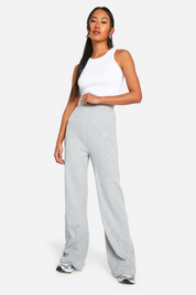 Cotton Rib Wide Leg Trouser