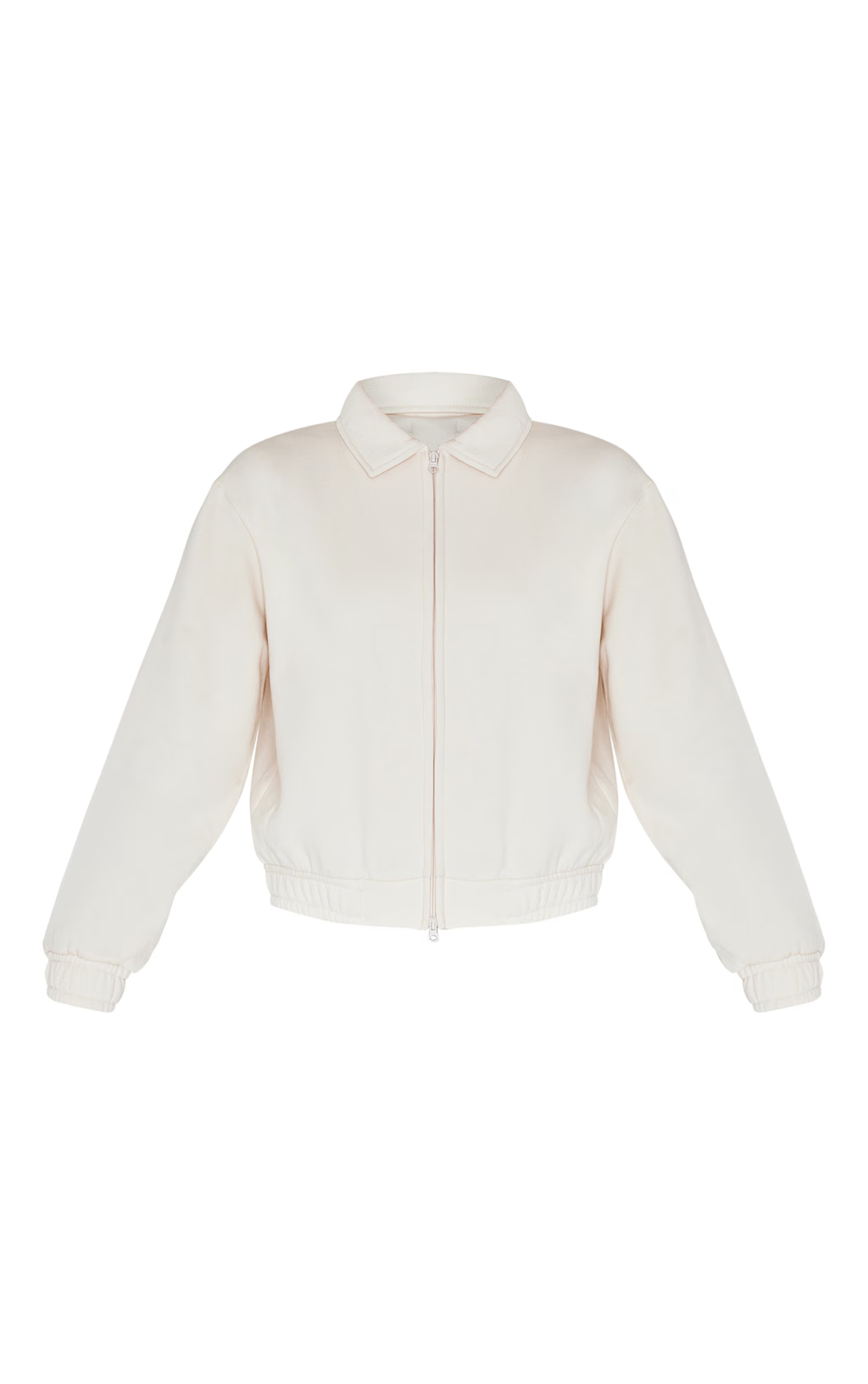 Ecru Zip Through Collared Sweatshirt