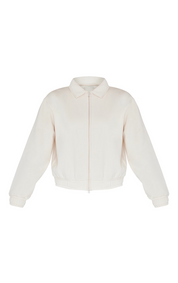 Ecru Zip Through Collared Sweatshirt