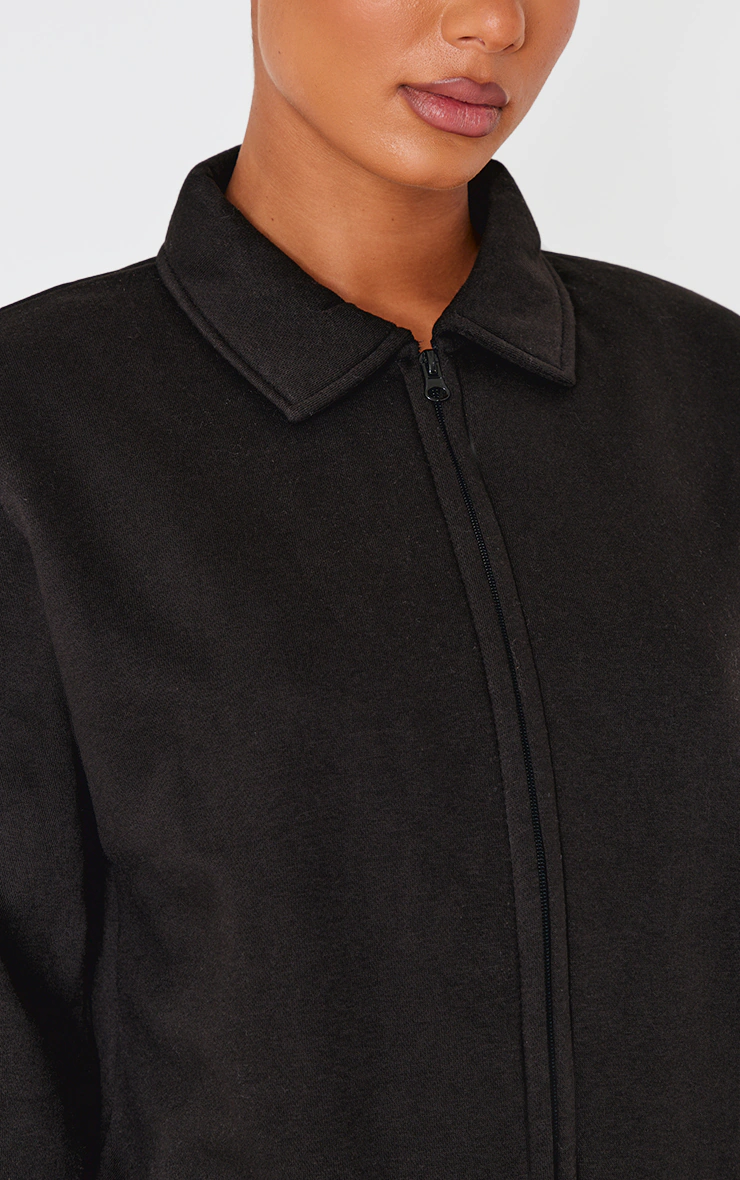 Black Zip Through Collared Sweatshirt