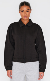 Black Zip Through Collared Sweatshirt