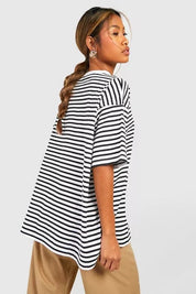 BASIC COTTON OVERSIZED STRIPED T-SHIRT