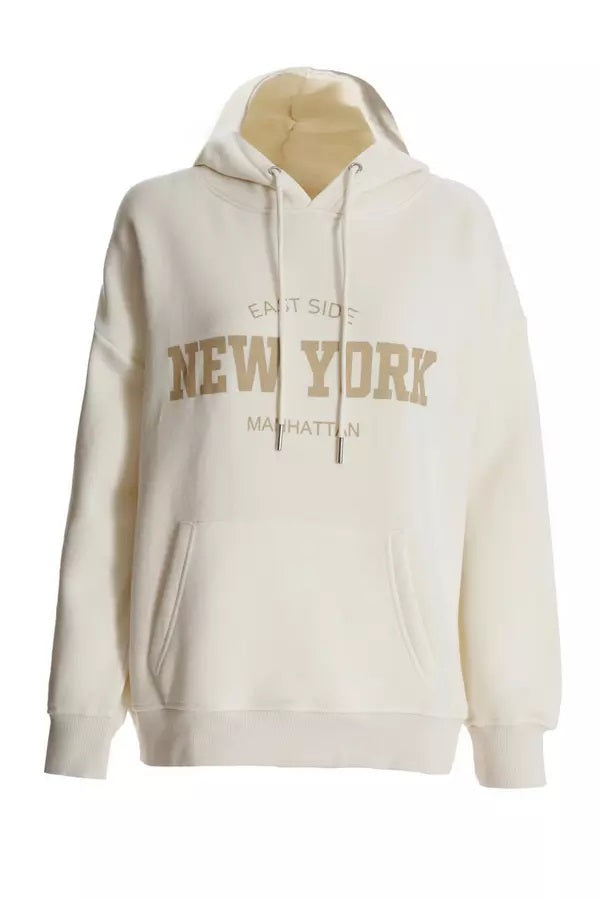 Cream Fleece 'New York' Oversized Hoodie