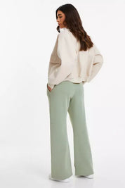 Sage Fleece Wide Leg Joggers