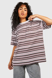 BASIC COTTON OVERSIZED STRIPED T-SHIRT